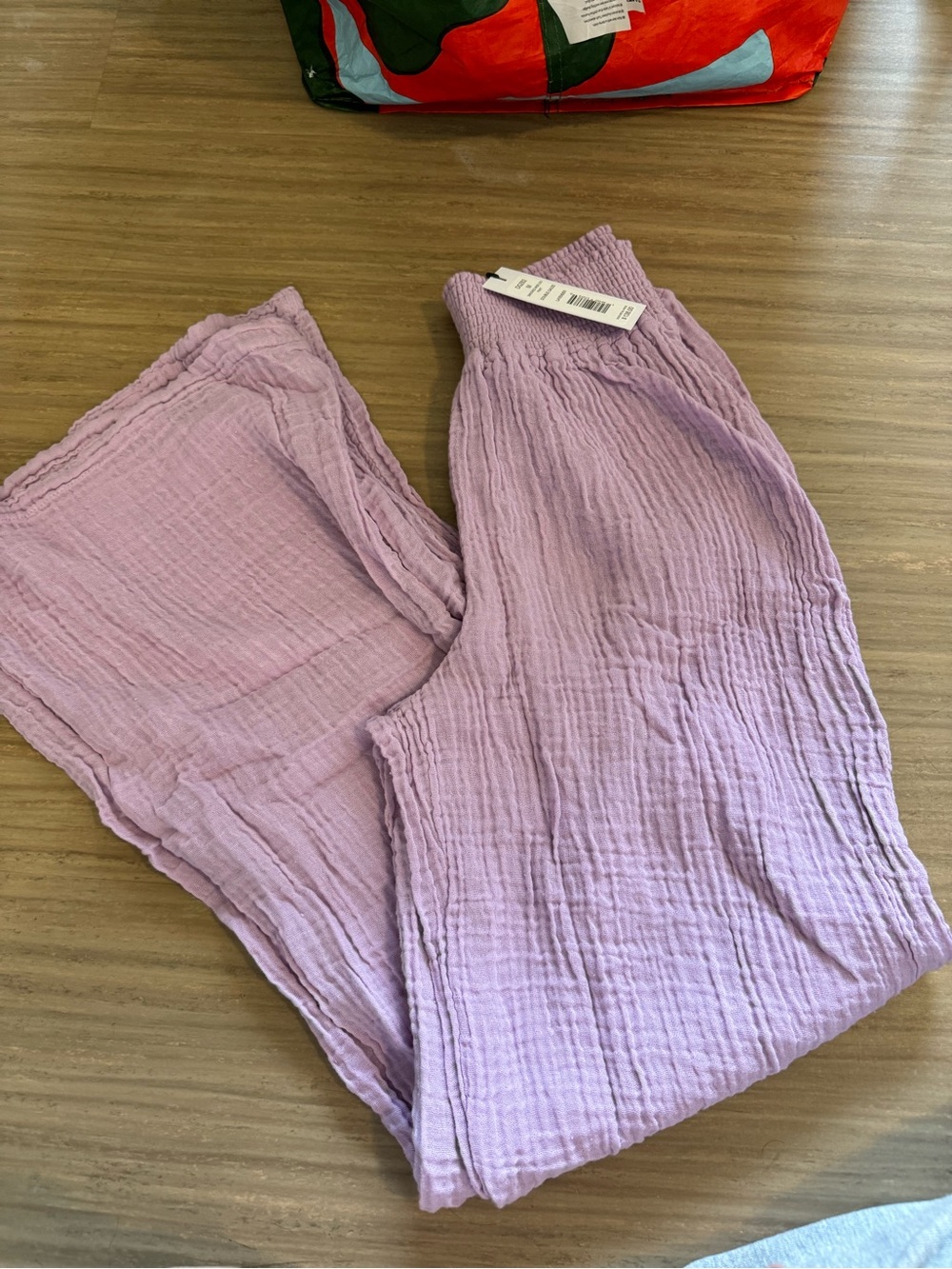 Michael Stars Smocked Wide Leg Pant Double Gauze Lavender BNWT